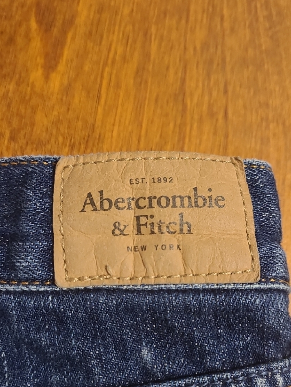 Abercrombie & Fitch Light Blue Denim Shorts with Red Trim - Picture 4 of 6